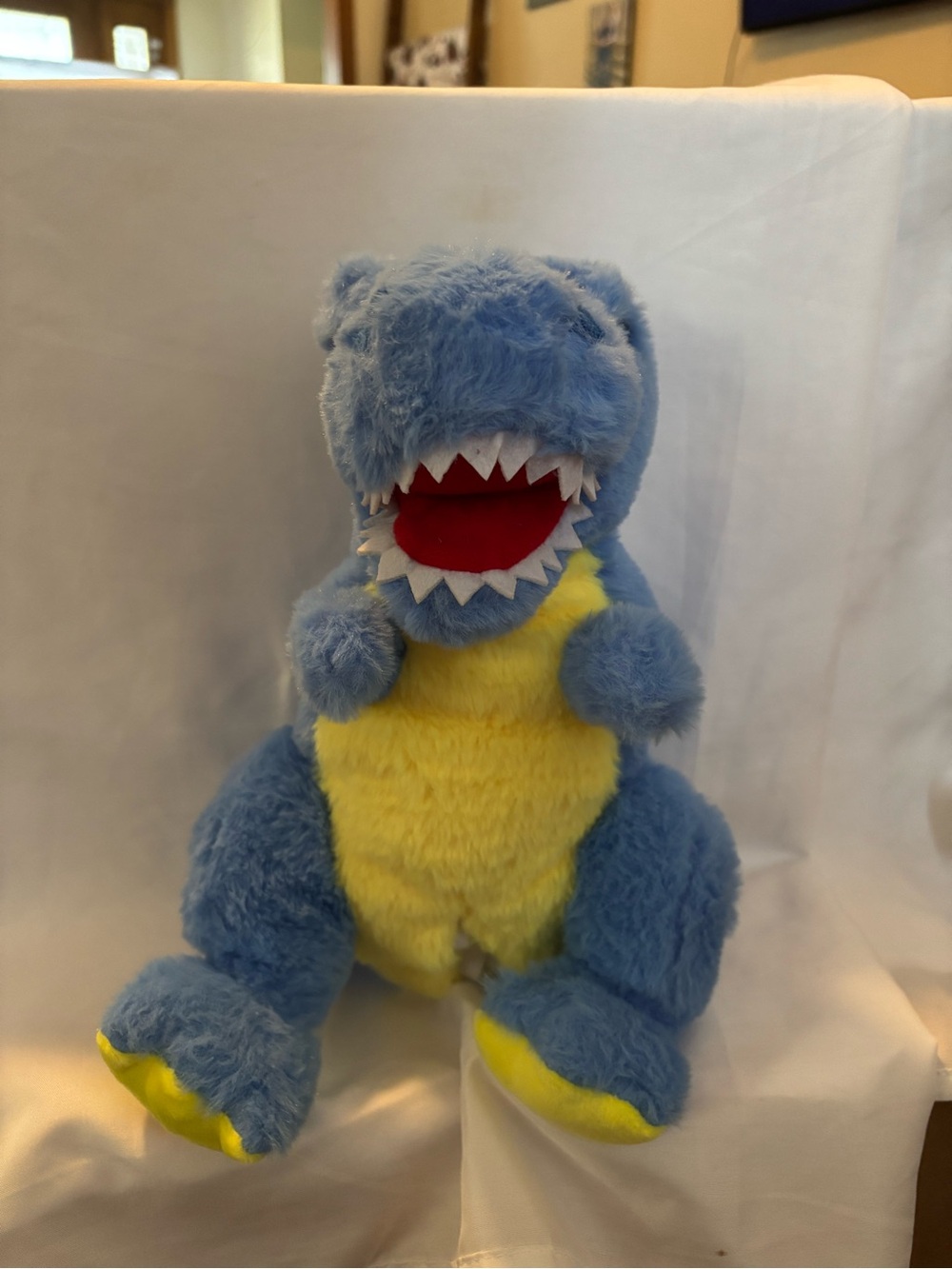 Blue & Yellow Plush Dinosaur Soft Toy for Kids